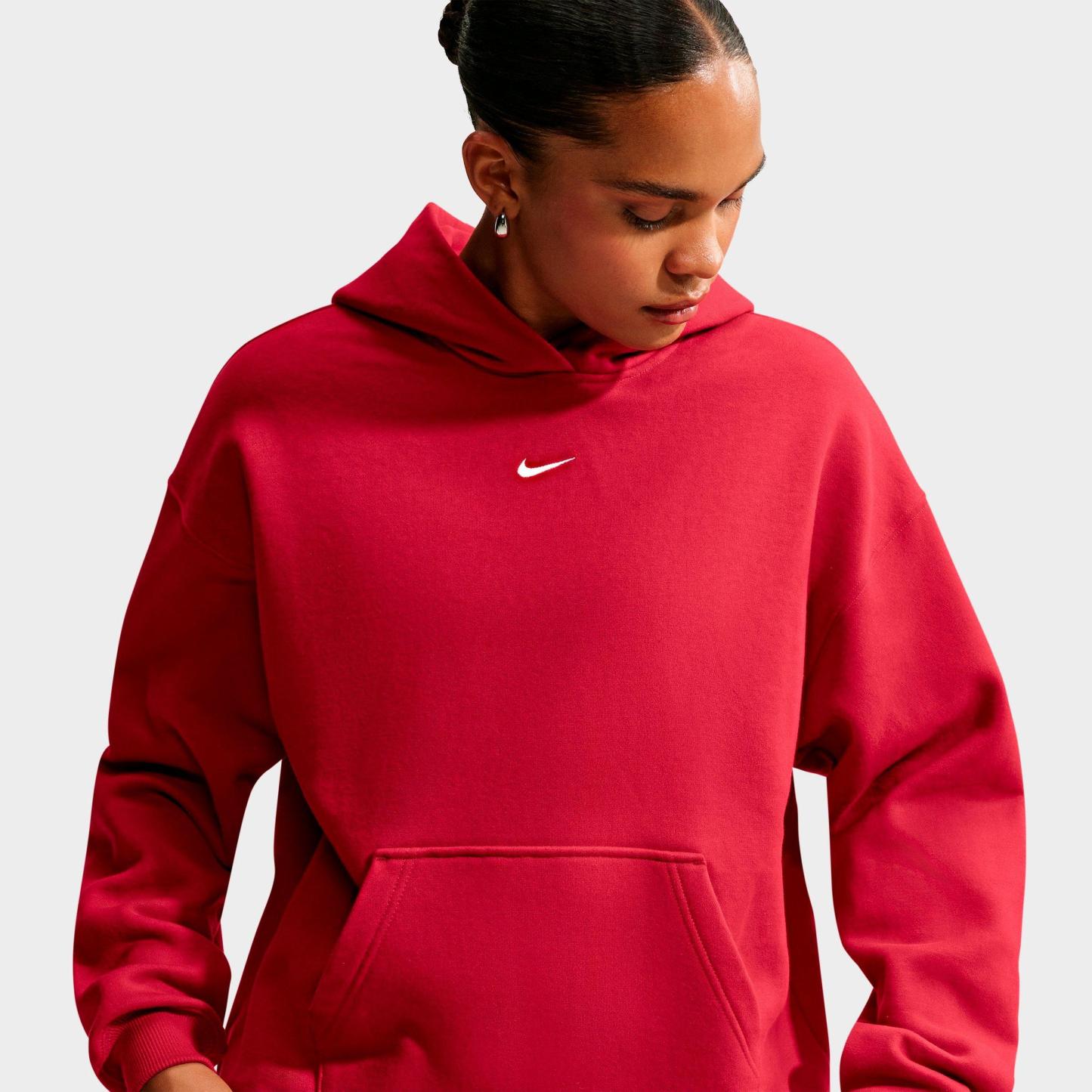 Women's Nithtke Studio Fleece Medium-Weight Camo Oversized Pullover Hoodie - Tough Red/Sail