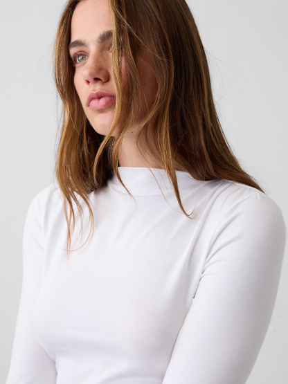 CloseKnit Jersey Funnel-Neck Ruched T-Shirt - Fresh white