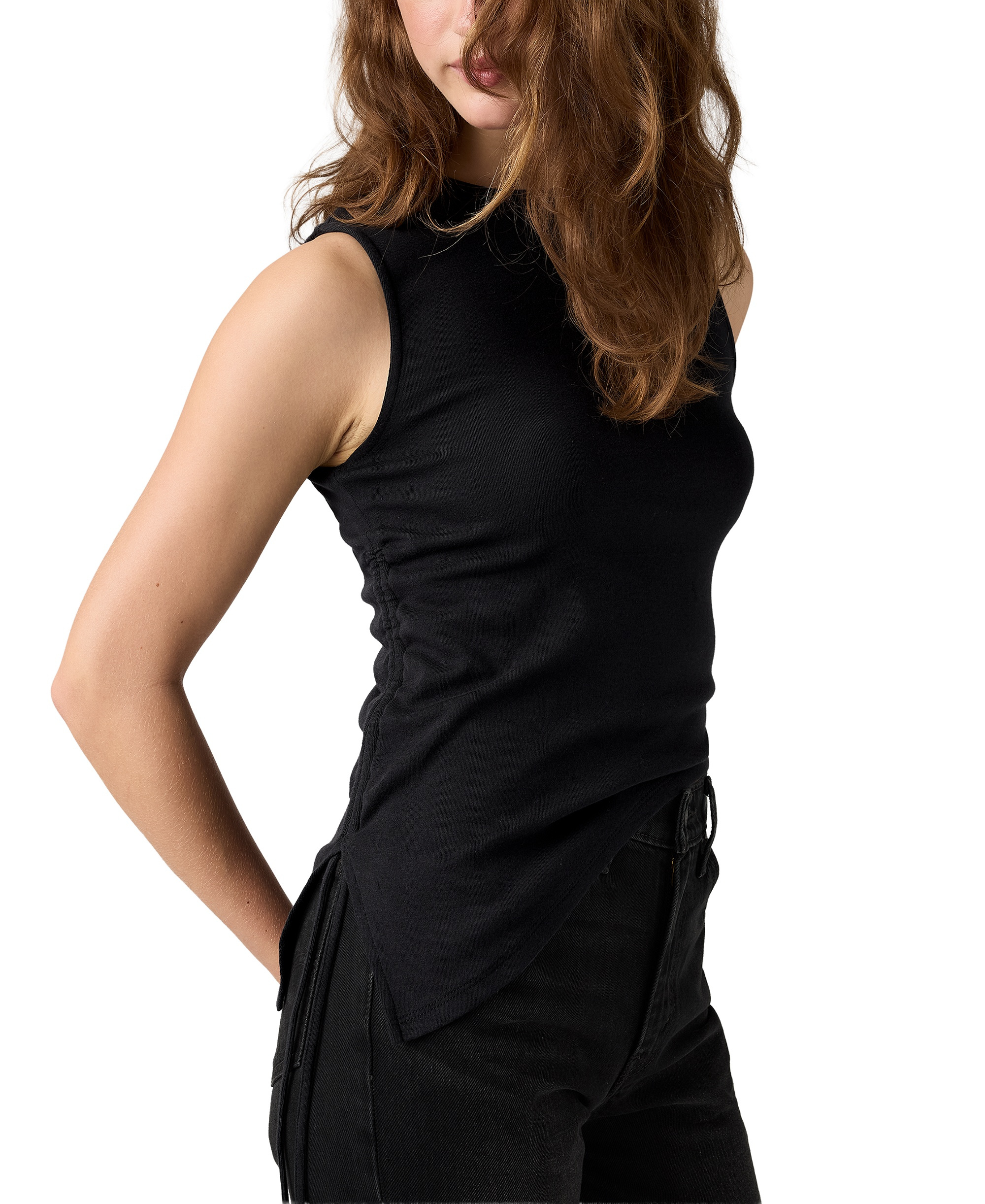 Levi's Women's Alila Asymmetrical Ribbed-Knit Tank Top - Anthracite Night
