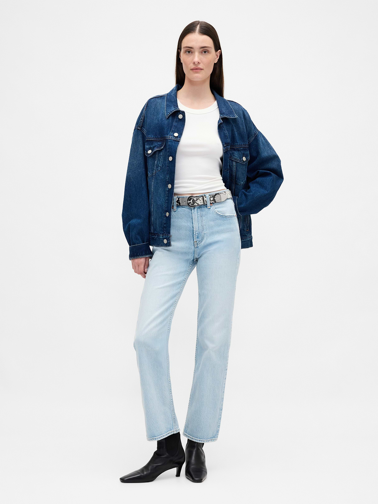 High Rise ’90s Slim Straight Crop Jeans - Light indigo