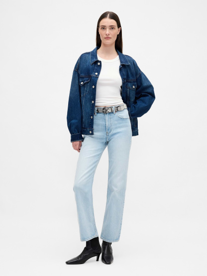 High Rise ’90s Slim Straight Crop Jeans - Light indigo