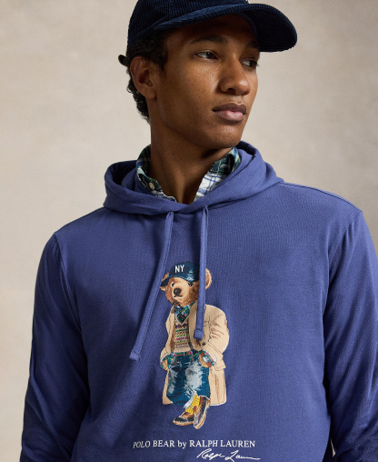Polo Ralph Lauren Men's Polo Bear Jersey Hooded Sweatshirt - Light Navy