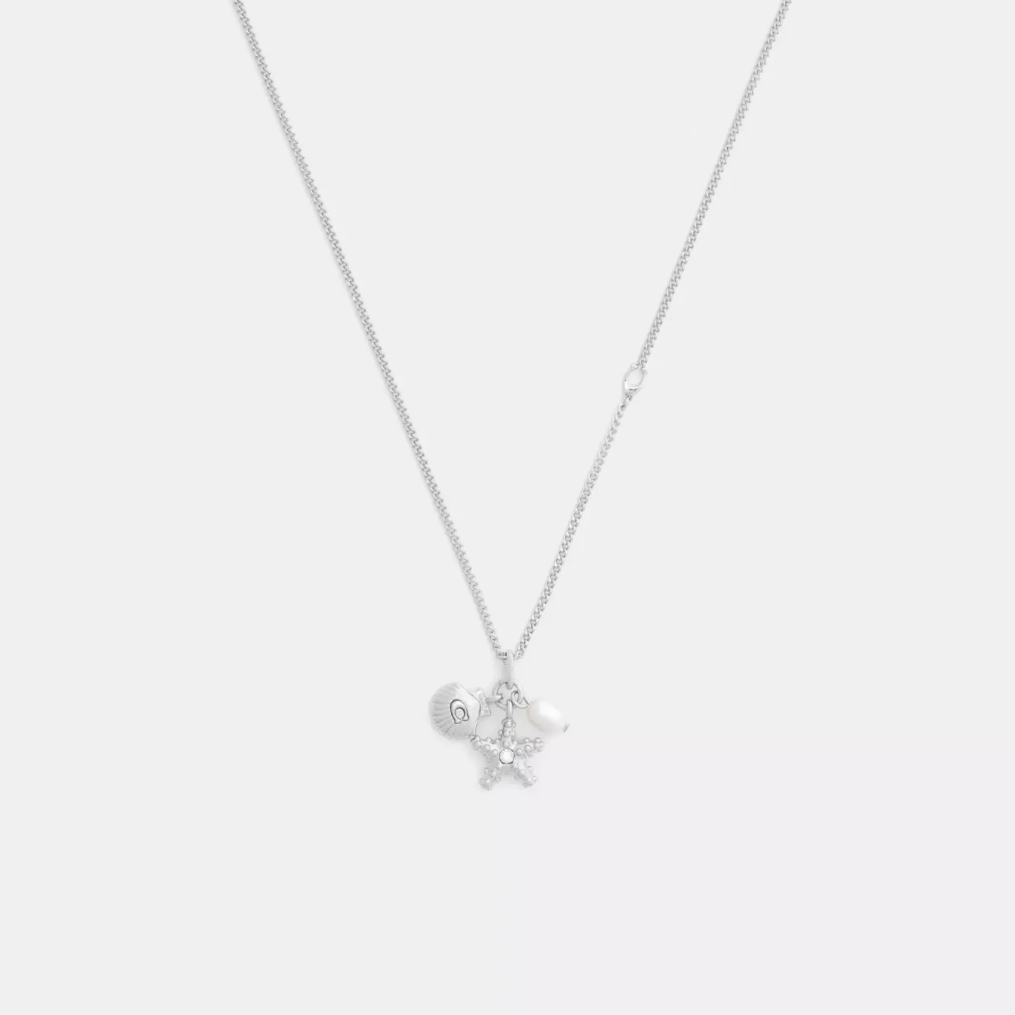 Pearl And Seashell Pendant Necklace - Silver/Pearl
