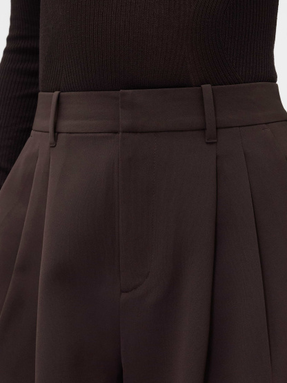 365 High Rise Pleated Trousers - Terra brown
