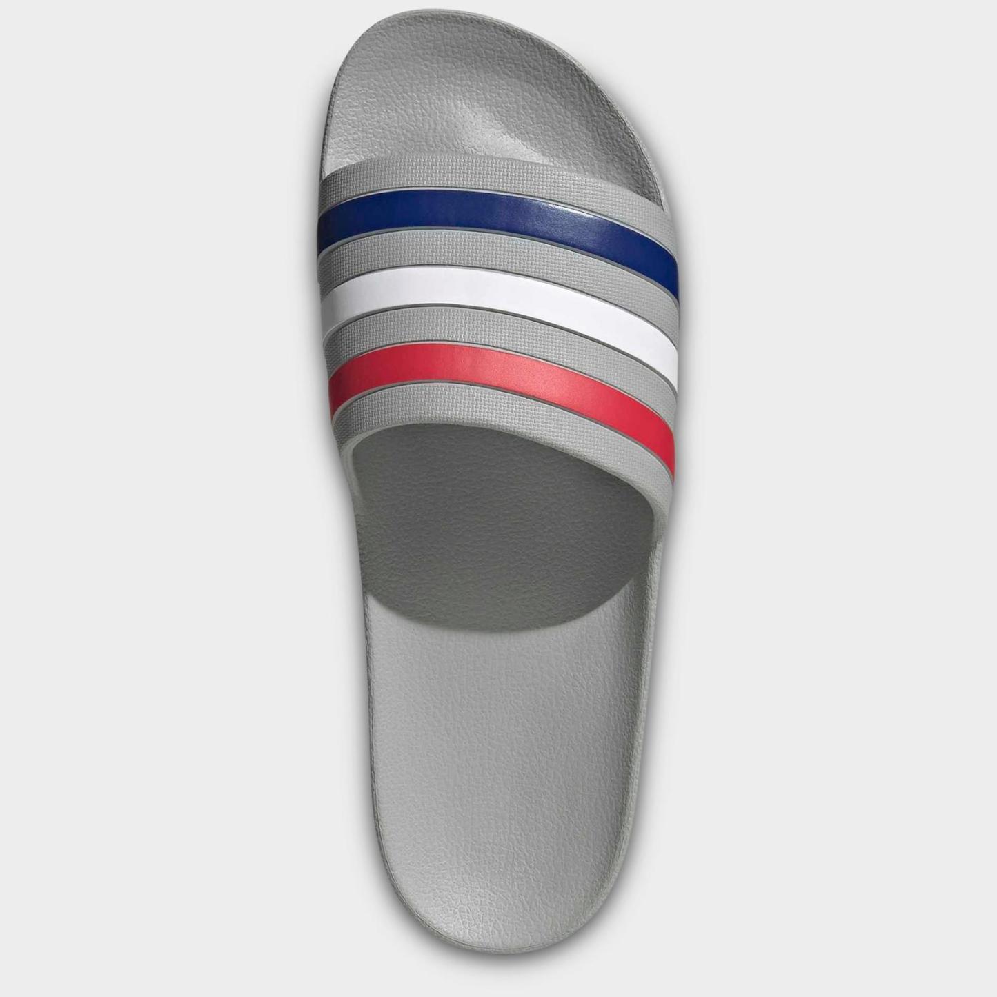 Men's adidas adilette Aqua Slide Sandals - Grey/Mystery Ink/Pure Ruby - view 5