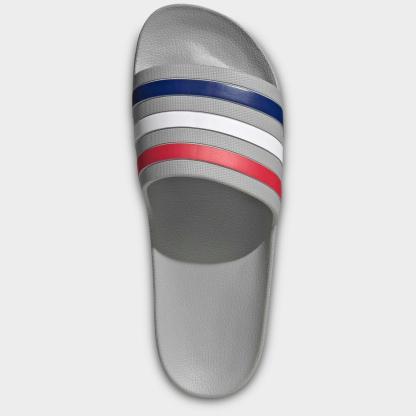 Men's adidas adilette Aqua Slide Sandals - Grey/Mystery Ink/Pure Ruby - view 5