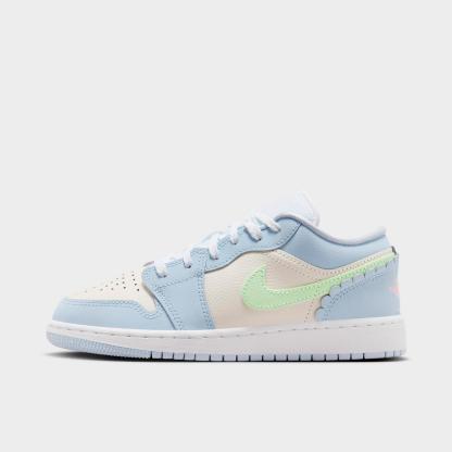 Big Kids' Air Jordan Retro 1 Low SE Casual Shoes - Half Blue/Sail/White/Vapor Green - view 1