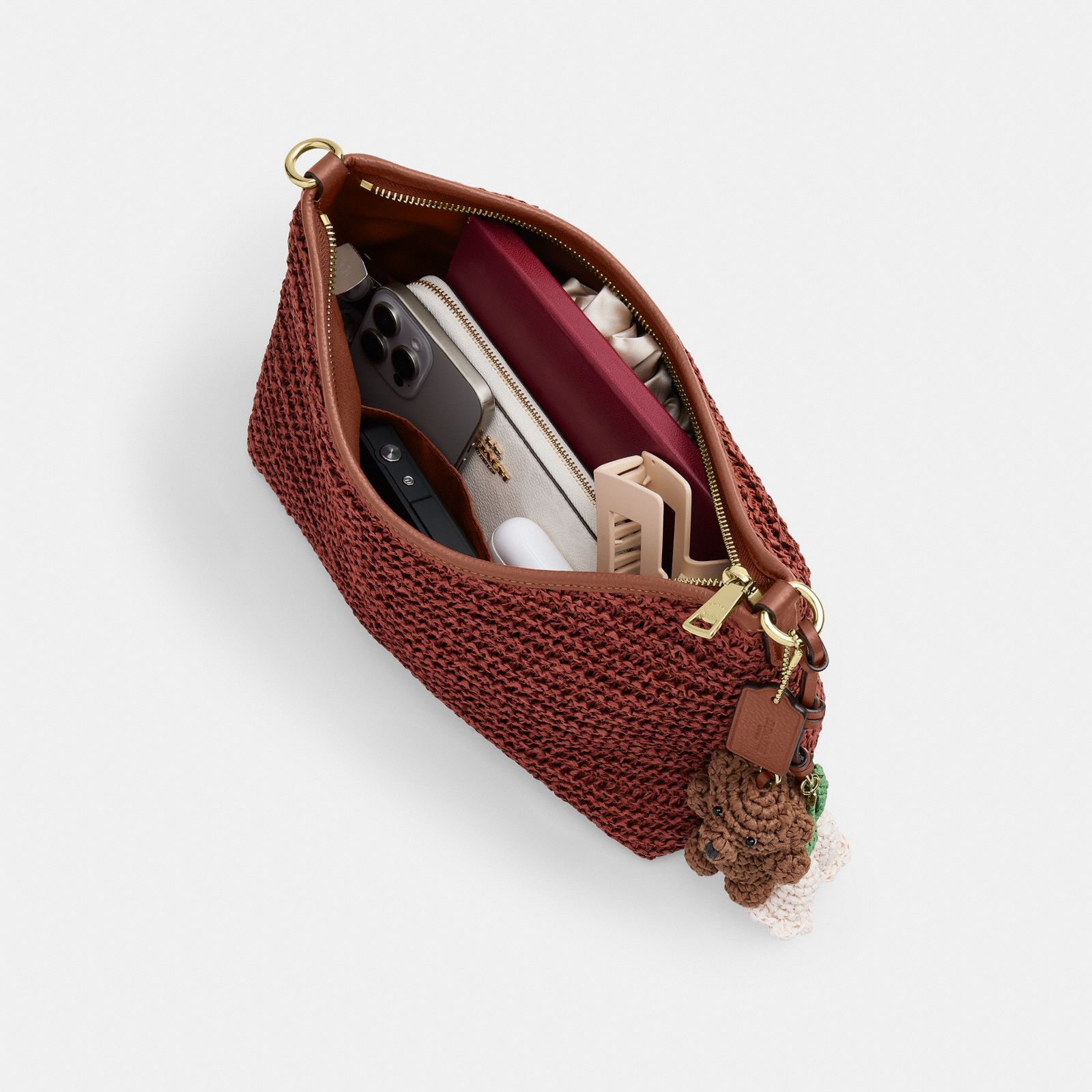 Laurel Shoulder Bag With Charms - Gold/Russet - view 5