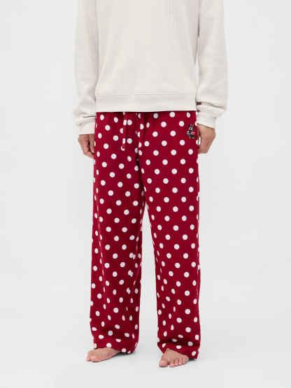 Adult Softest Flannel PJ Pants - Red with white polka dots