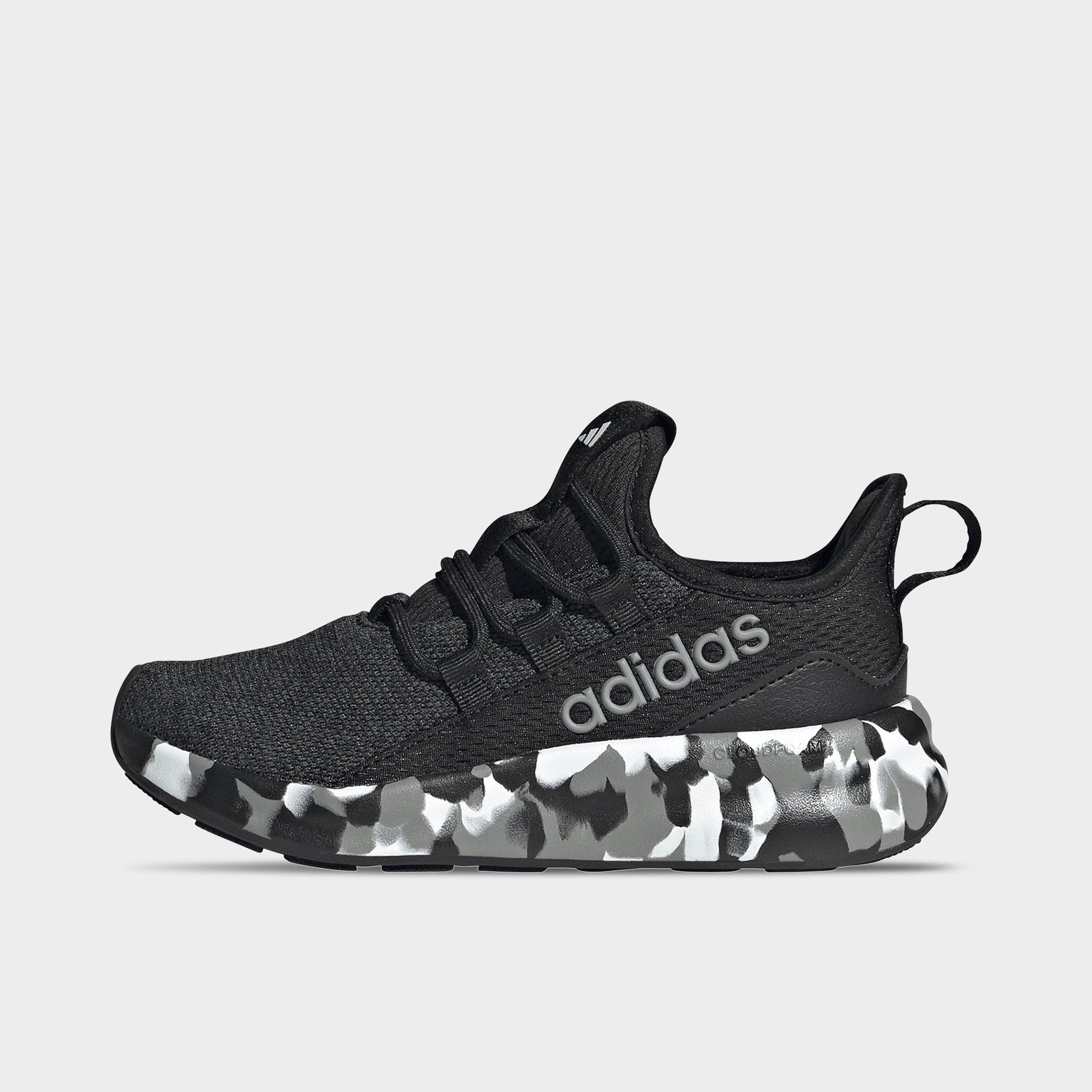 Girls' Little Kids' and Big Kids' adidas Lite Racer Adapt 8.0 Stretch Lace Casual Shoes - Part 2 - Core Black/Grey Three/Carbon - Left shoe facing left. Outside of the shoe.