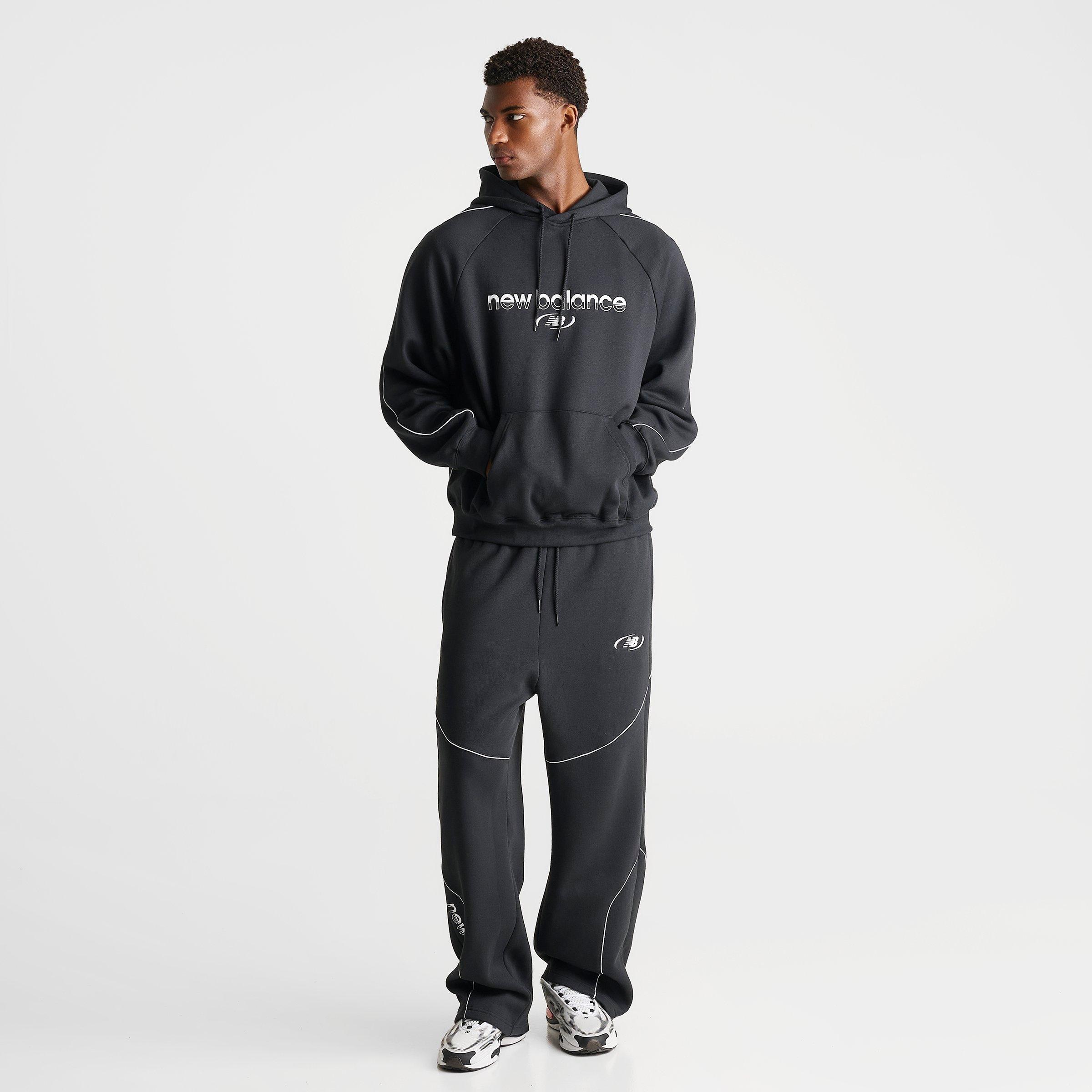 Men's New Balance Trackside Fleece Pullover Hoodie - Black/White - view 2