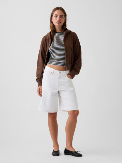 VintageSoft Terry Oversized Wedge Zip Hoodie - Brown