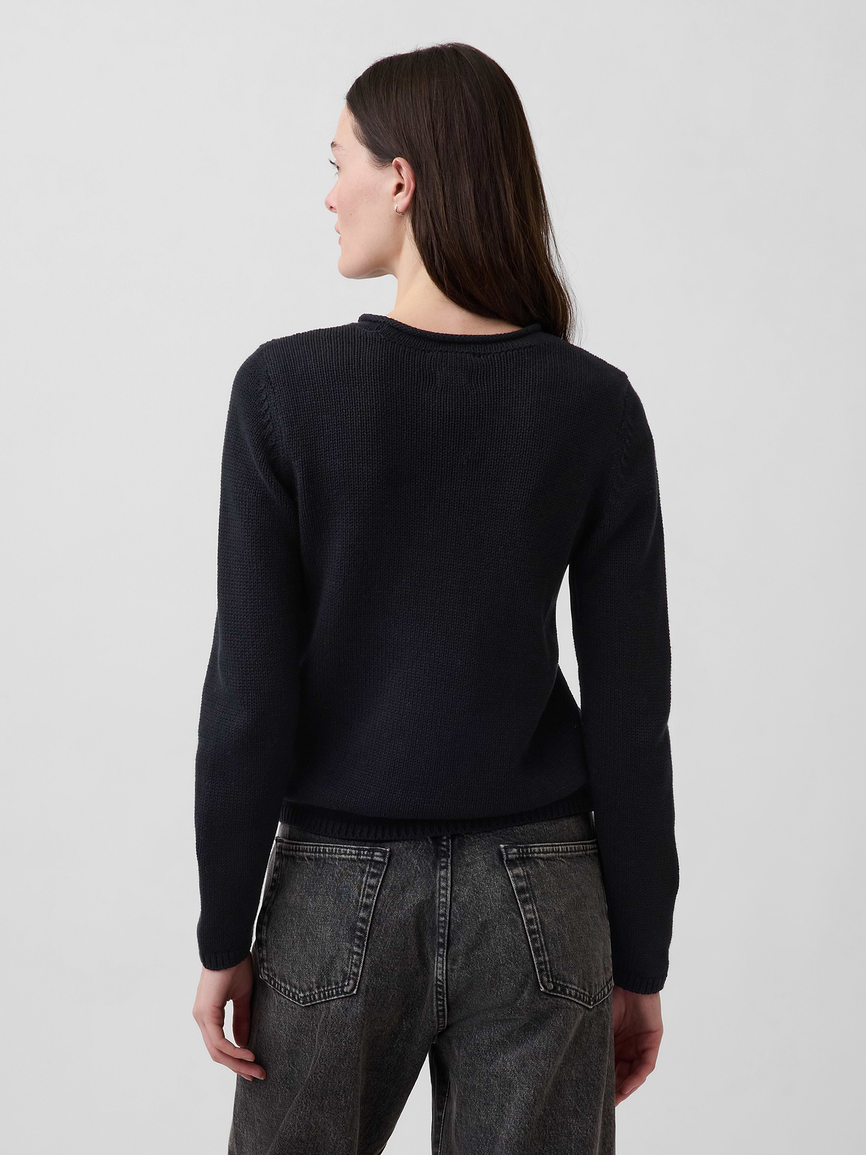 100% Cotton Rollneck Sweater - Black