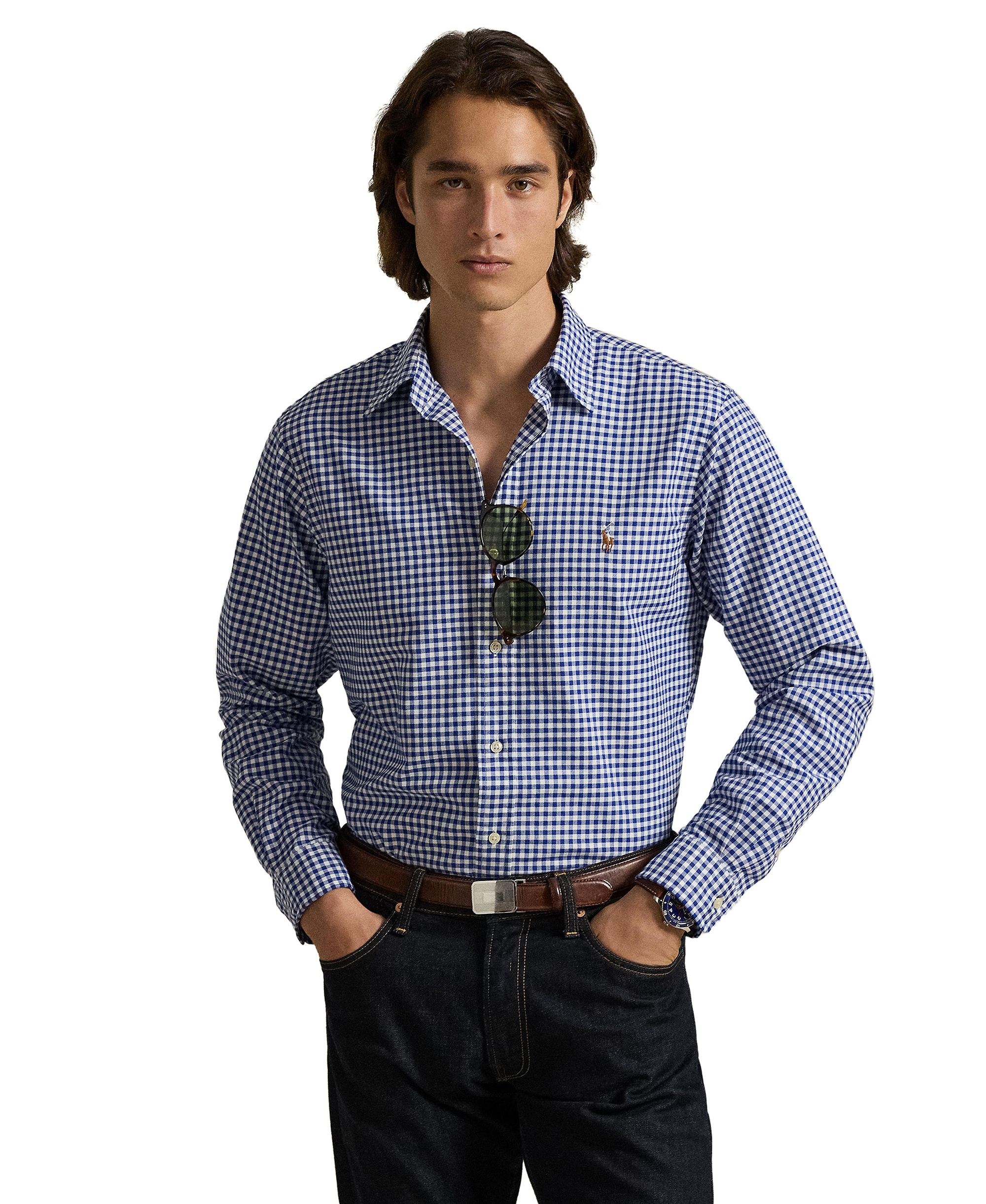 Polo Ralph Lauren Men's Classic-Fit Plaid Brushed Oxford Shirt - Blue/White Check
