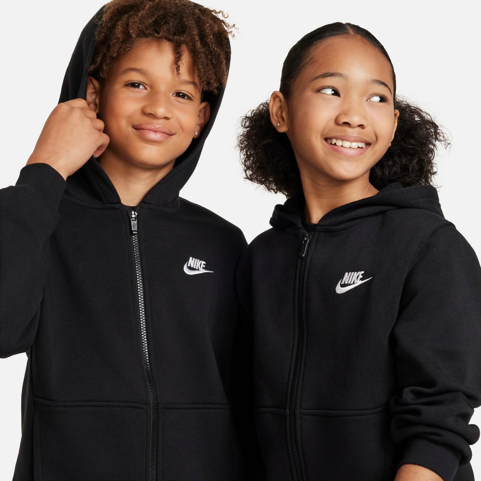 Big Kids' Nike Sportswear Club Fleece Full-Zip Hoodie - Black/White