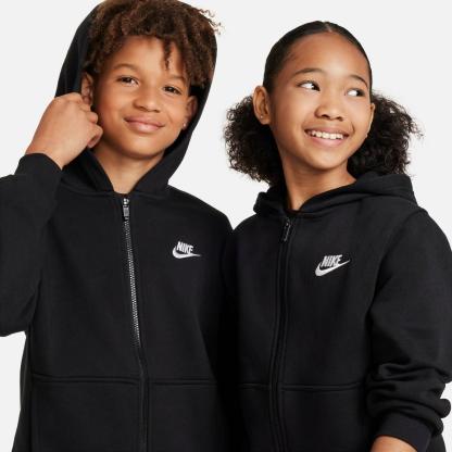 Big Kids' Nike Sportswear Club Fleece Full-Zip Hoodie - Black/White