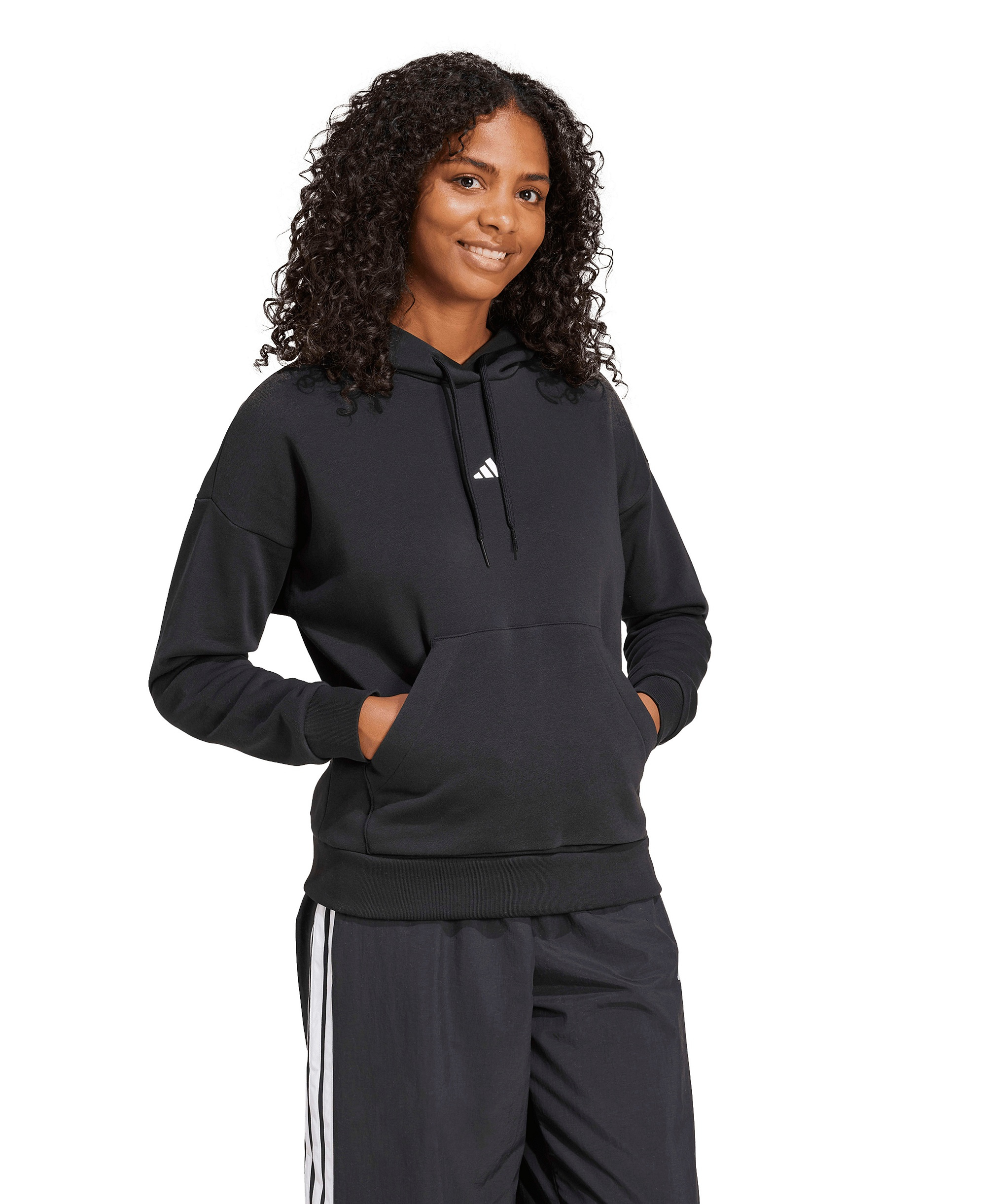 adidas Women's Essentials Long-Sleeve Logo Hoodie - Black/White