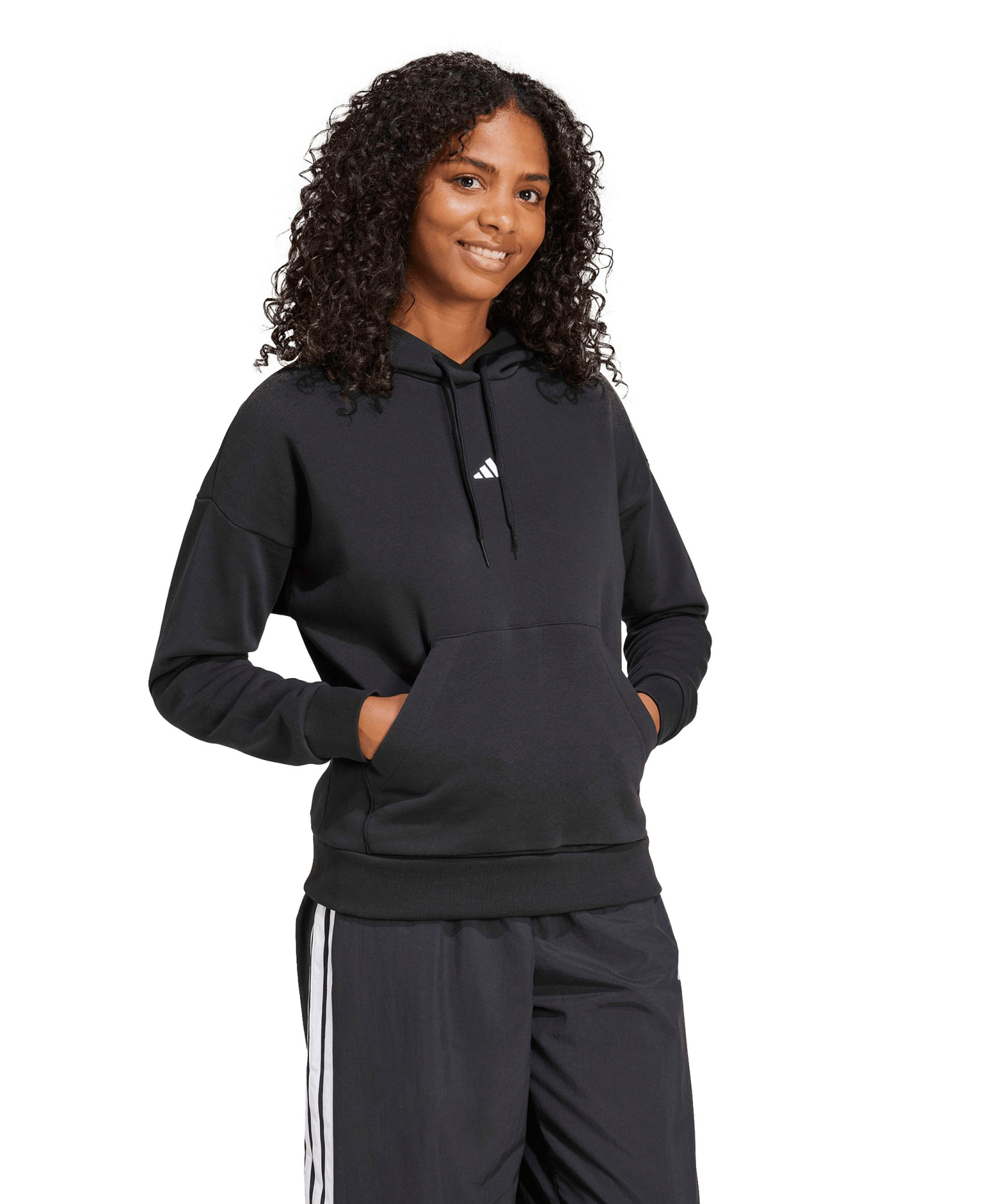 adidas Women's Essentials Long-Sleeve Logo Hoodie - Black/White