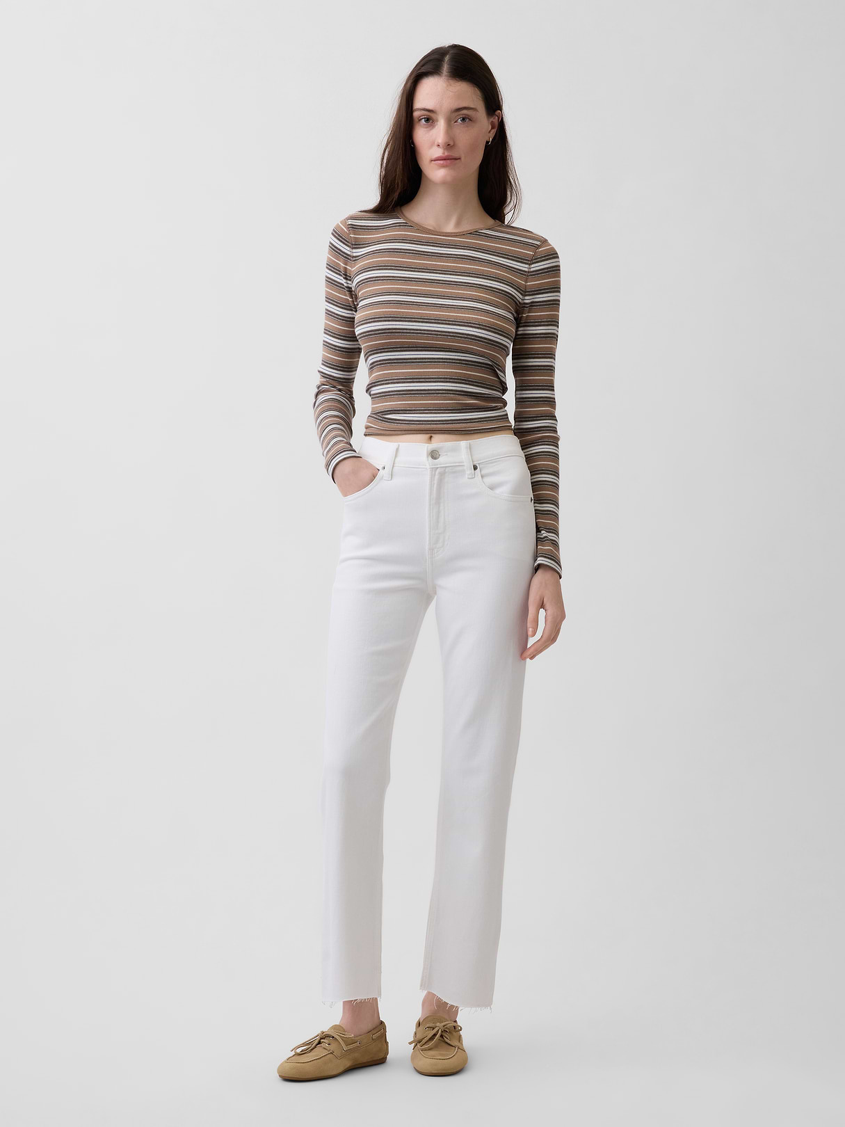 High Rise ’90s Slim Straight Crop Jeans - Fresh white
