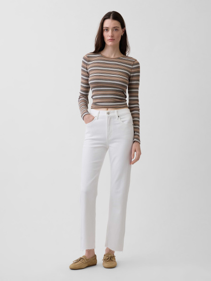 High Rise ’90s Slim Straight Crop Jeans - Fresh white