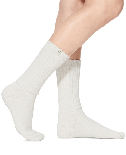 UGG Women's Rib-Knit Slouchy Crew Socks - White