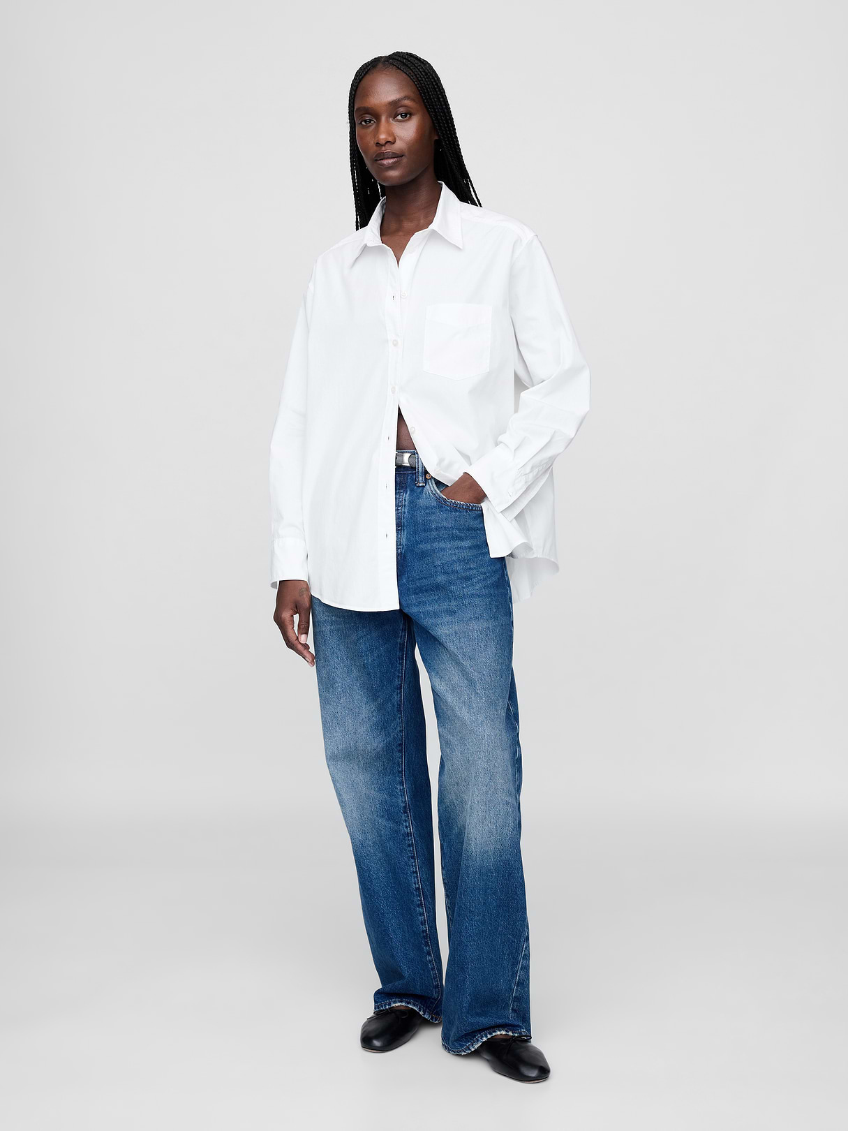Organic Cotton Poplin Big Shirt - New optic white