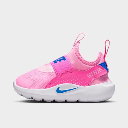 Kids' Toddler Nithtke Flex Runner 4 Running Shoes - Pink Rise/Playful Pink/Pink Foam/Racer Blue - Left shoe facing left. Outside of the shoe.
