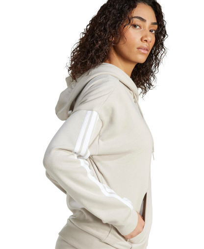 adidas Women's 3-Stripe Fleece Full-Zip Hoodie - Wonder Alumina/White