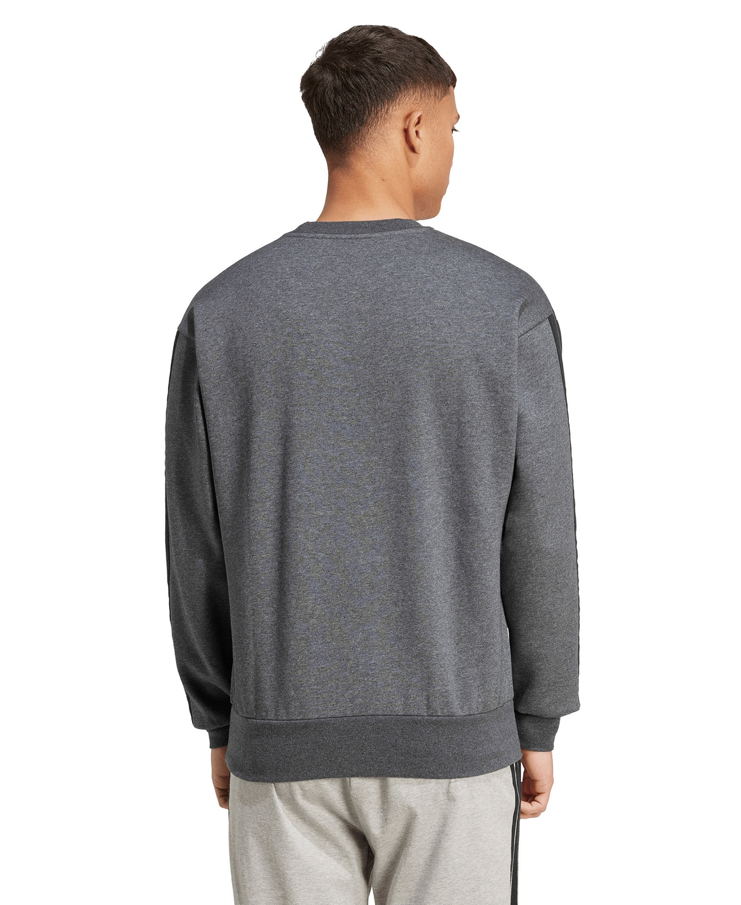 adidas Men's Essentials 3-Stripes Fleece Sweatshirt - Dark Gray Heather