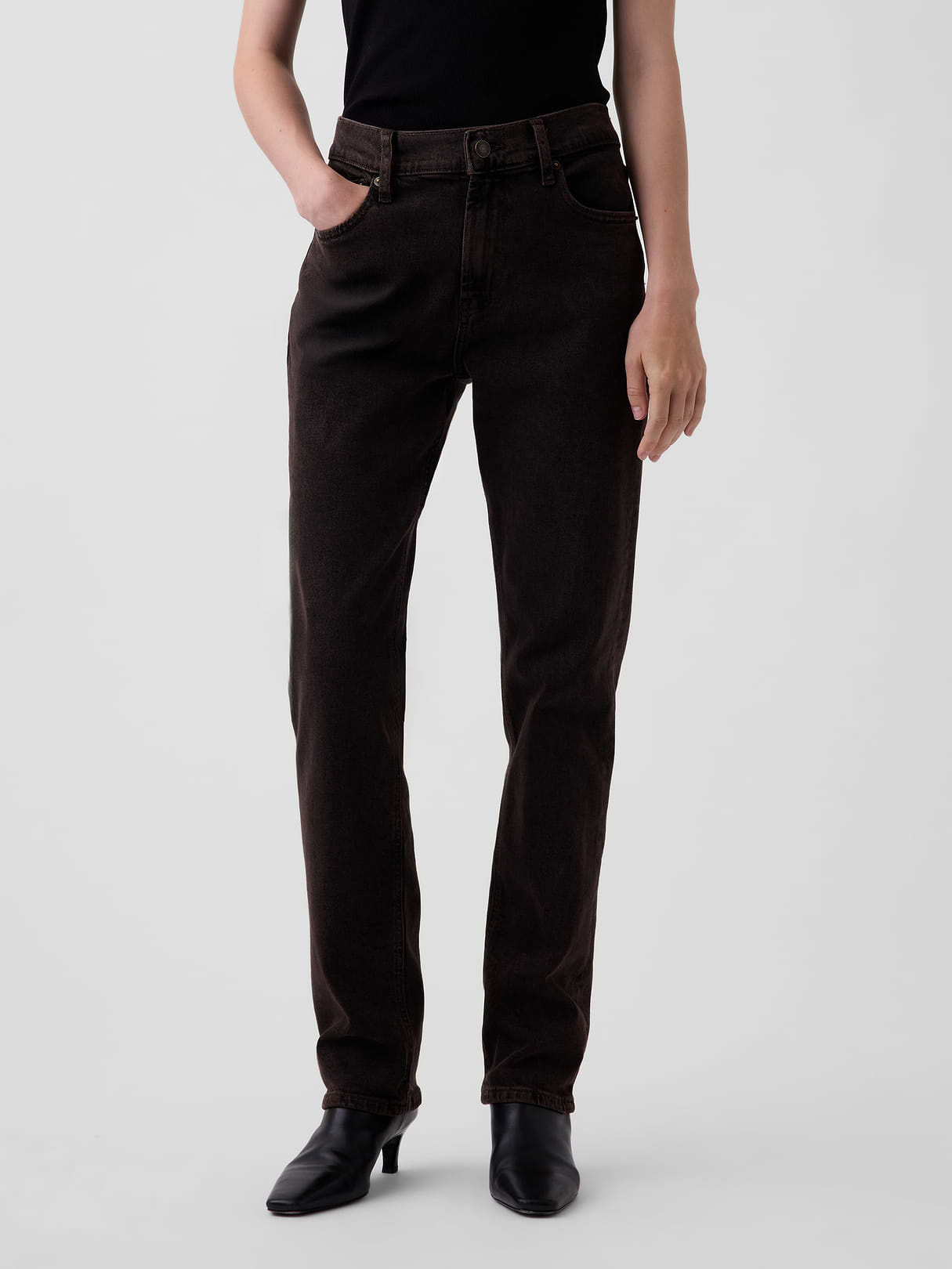 High Rise '90s Slim Straight Jeans - Terra brown