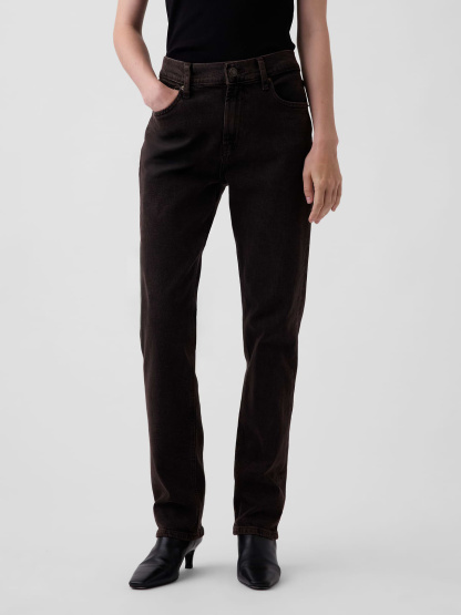 High Rise '90s Slim Straight Jeans - Terra brown