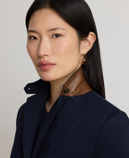 Lauren Ralph Lauren Women's Herringbone Notch Lapel Blazer - Lauren Navy