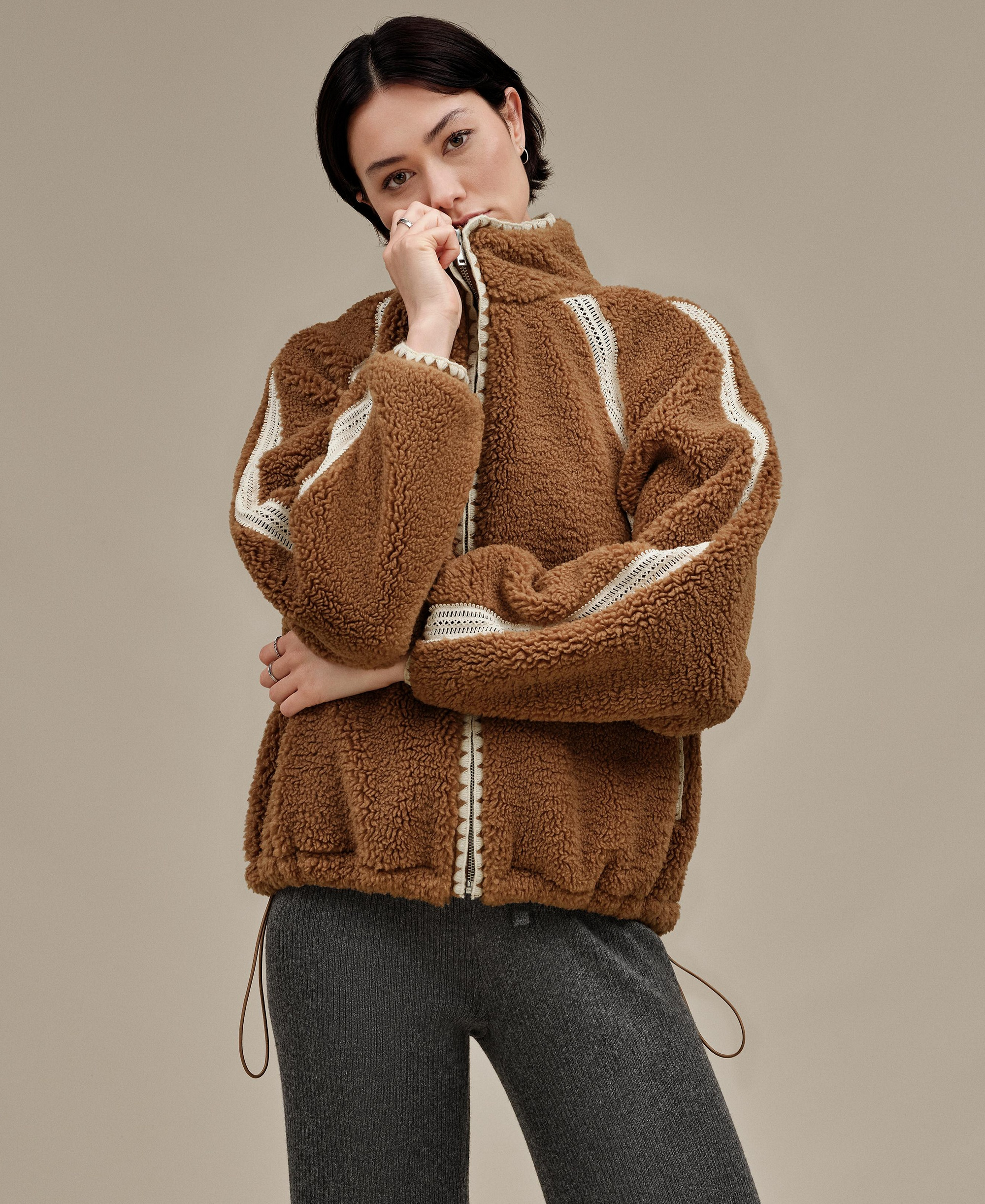 UGG® Women's Nikia Crochet Fluff Jacket - Brown