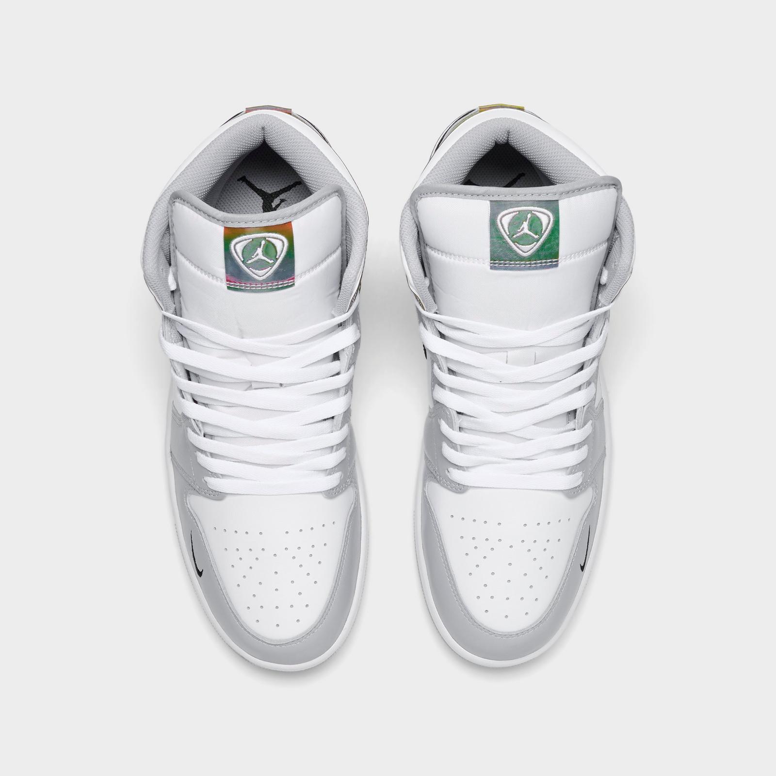 Men's Air Jordan Retro 1 Mid SE Casual Shoes - Multi-Color/White/Wolf Grey/Black - Left shoe facing left. Outside of the shoe. - view 5