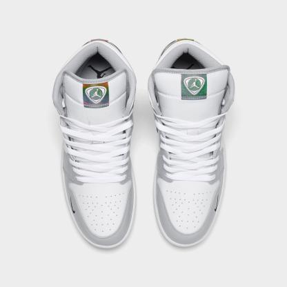 Men's Air Jordan Retro 1 Mid SE Casual Shoes - Multi-Color/White/Wolf Grey/Black - Left shoe facing left. Outside of the shoe. - view 5
