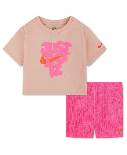 Nike Girls' Toddler 2T-4T Short-Sleeve T-Shirt and Shorts, 2-Piece Set - Pink Glow