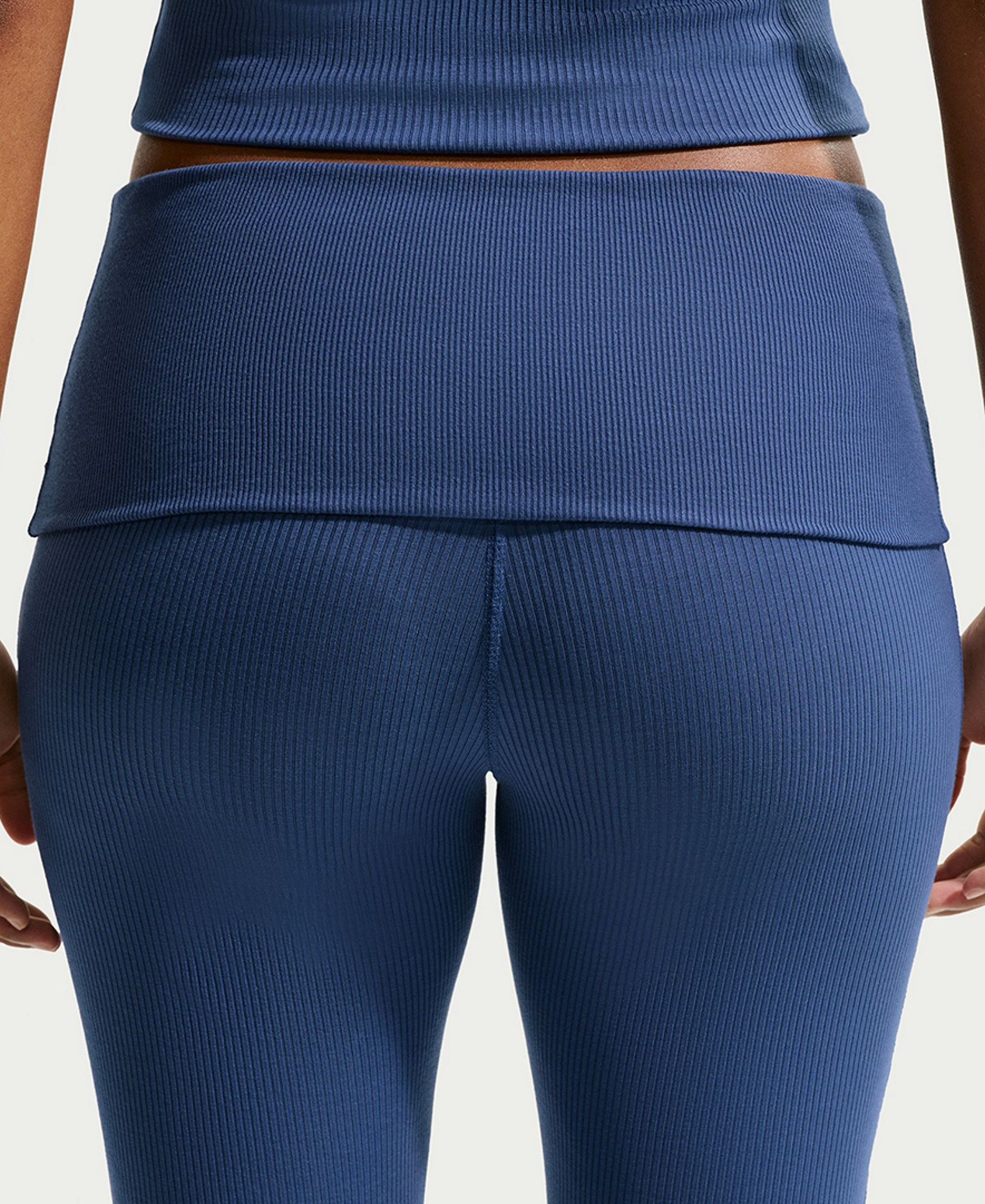 Nike Women's Sportswear Chill Knit Mid-Rise Tight Ribbed Pants - Mystic Navy/sail