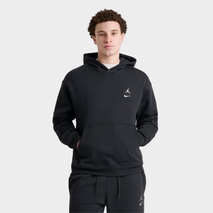 Men's Jordan Swoosh Brooklyn Fleece Pullover Hoodie - Black/White - view 1