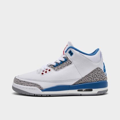 Big Kids' Air Jordan Retro 3 Basketball Shoes - White/True Blue/Fire Red - view 1