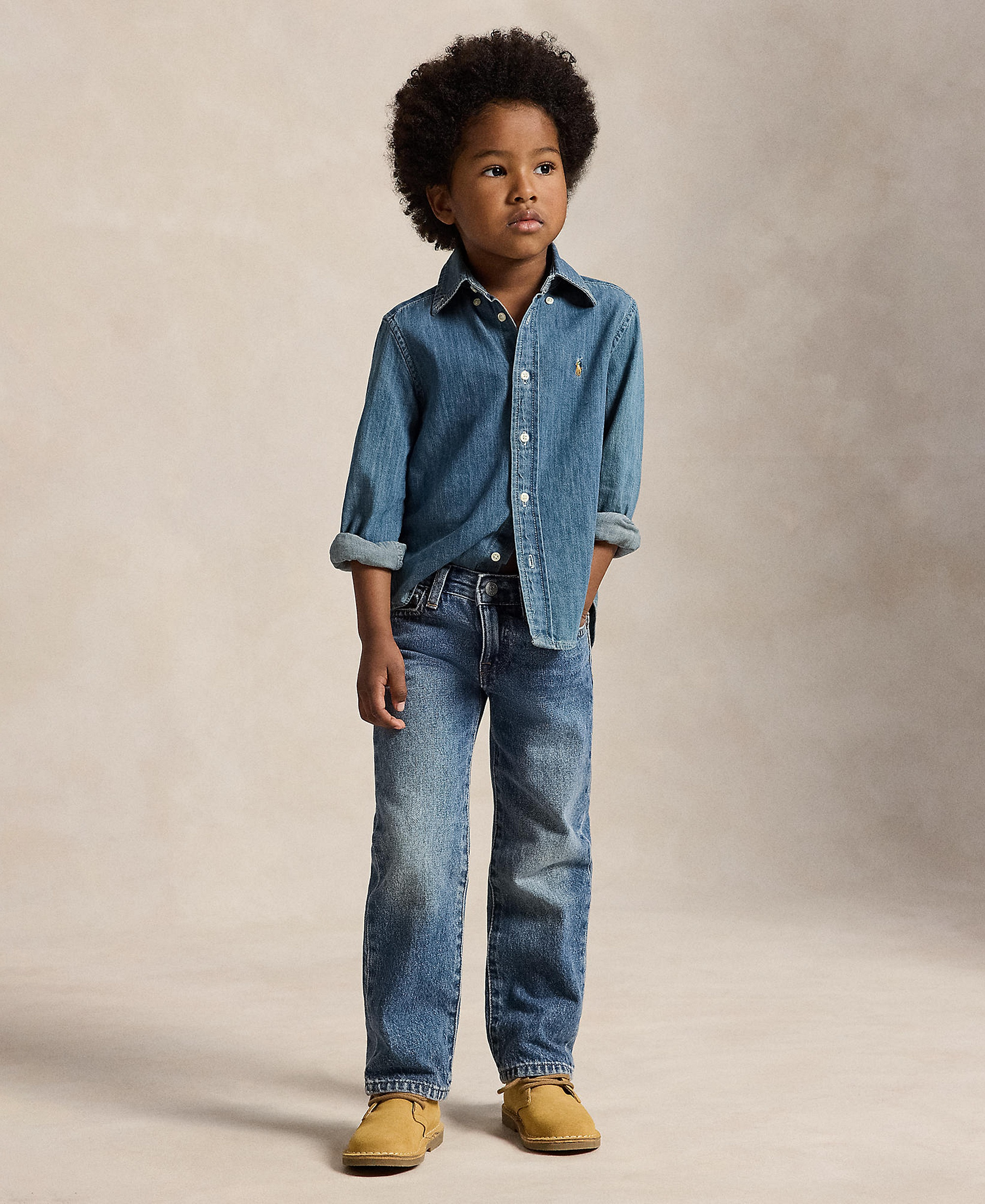 Polo Ralph Lauren Toddler and Little Boys Cotton Chambray Shirt - Dark Blue