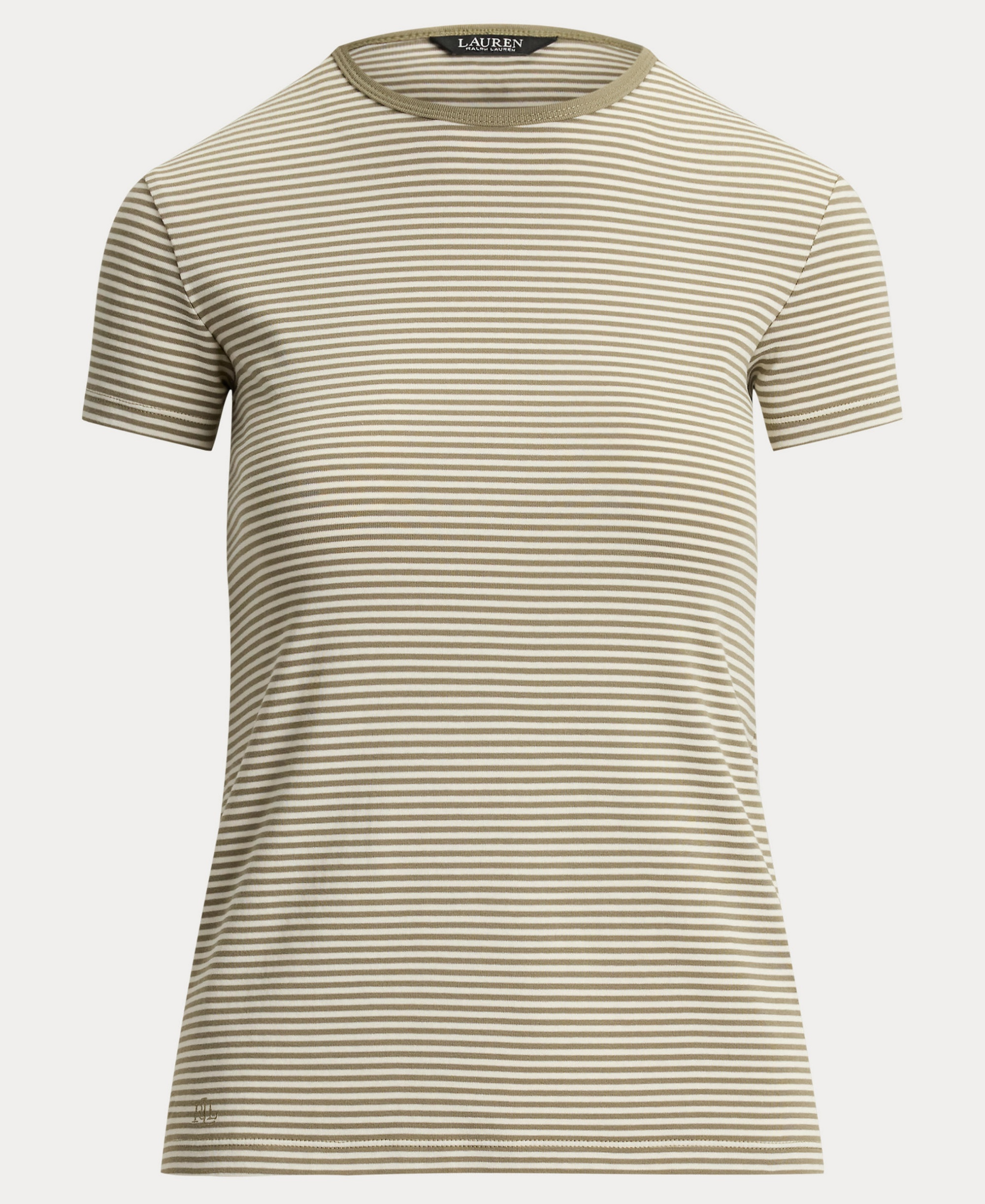 Lauren Ralph Lauren Women's Striped Short-Sleeve T-Shirt - Light Agave/Mas Cream