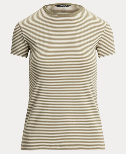 Lauren Ralph Lauren Women's Striped Short-Sleeve T-Shirt - Light Agave/Mas Cream