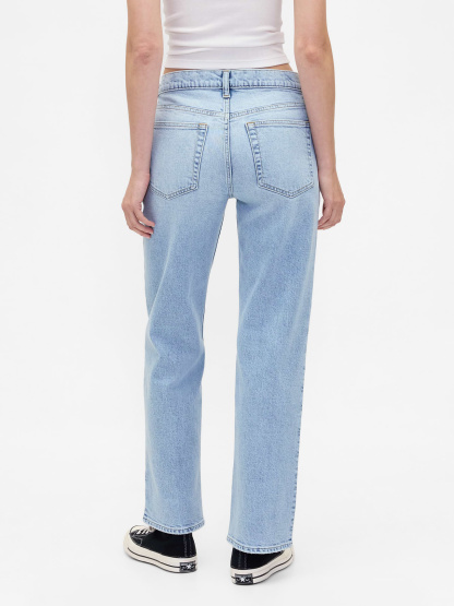 Mid Rise Corduroy Relaxed Straight Pants - Light indigo