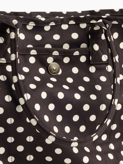 Mini Canvas Favorite Tote - Brown dot