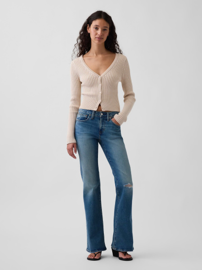 Low Rise Long & Lean Split-Hem Jeans - Medium destroy wash