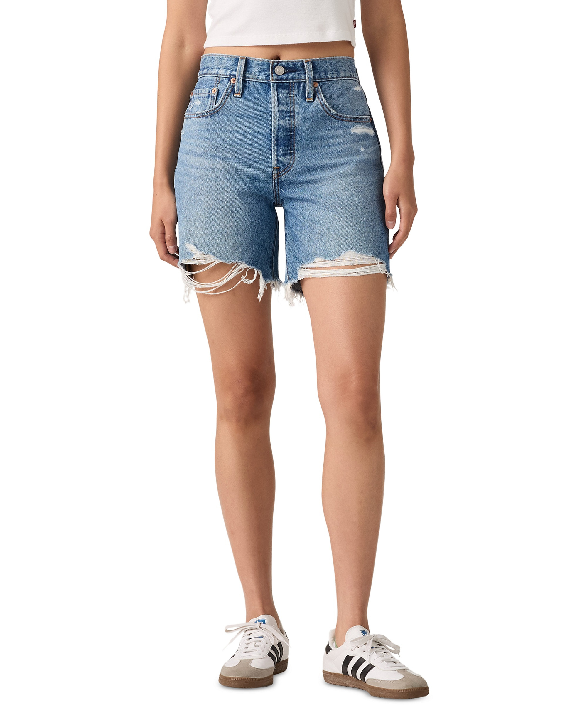 Levi's Women's 501® Mid-Thigh High-Rise Straight-Fit Denim Shorts - Blow Big Horns
