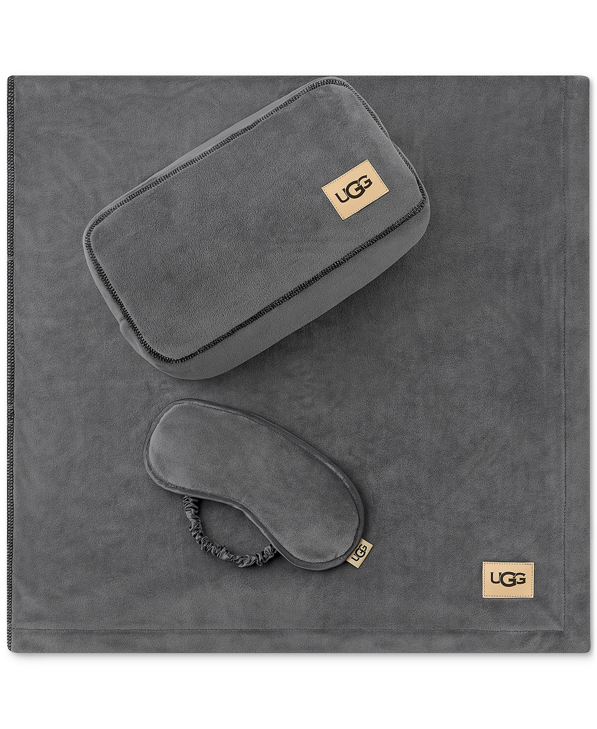 UGG® Raegan 3-Piece Throw, Eye Mask and Case Gift Set - Charcoal