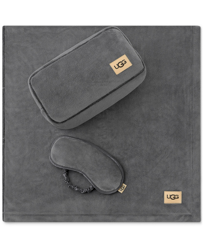UGG® Raegan 3-Piece Throw, Eye Mask and Case Gift Set - Charcoal