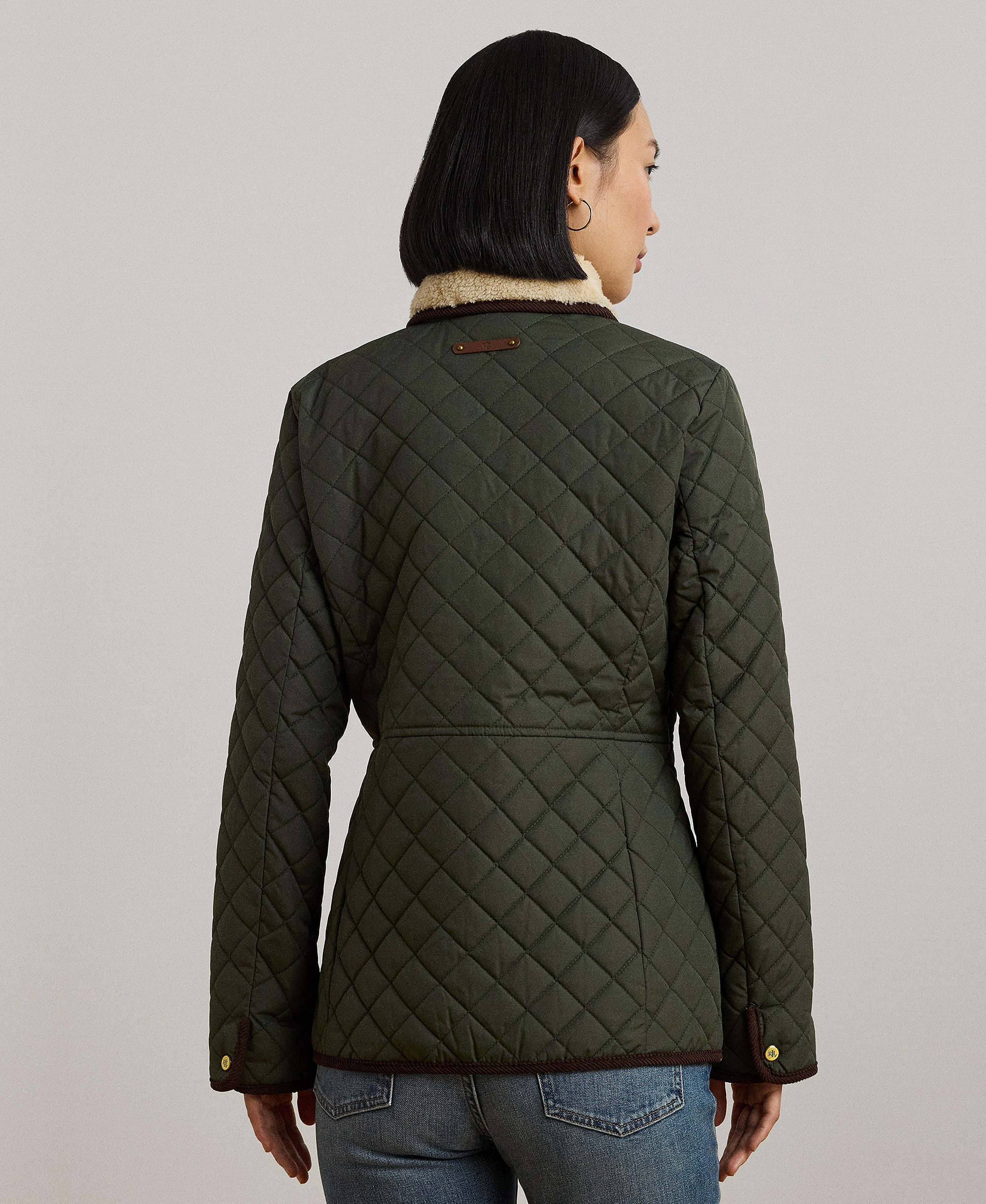 Lauren Ralph Lauren Women's Faux-Sherpa-Collar Quilted Coat, Created for Macy's - Litchfield Loden