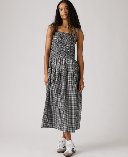 Levi's Premium Women's Monaco Square Neck Sundress - Springtime Dobby Gingham Black And White